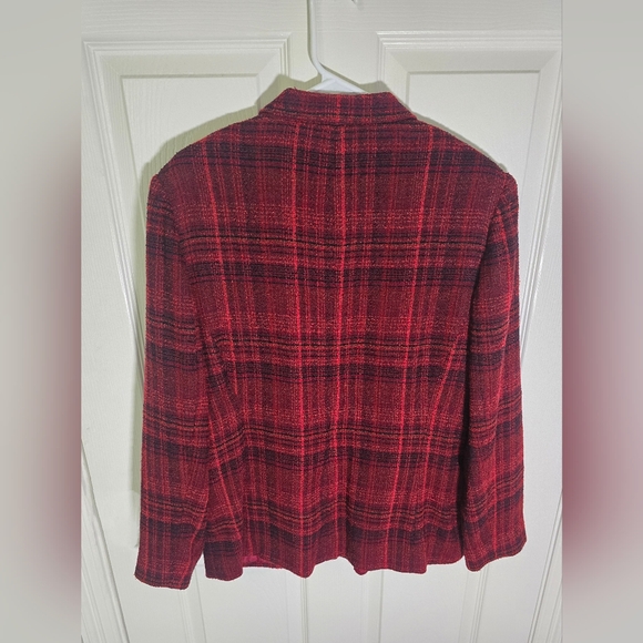 Sag Harbor Womens Red Plaid Suit Jacket Blazer Size 12 - Picture 2 of 10